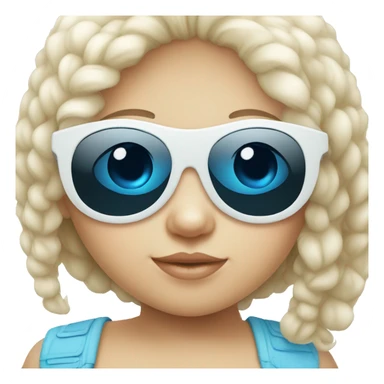 white little baby girl with blue sunglasses sticker