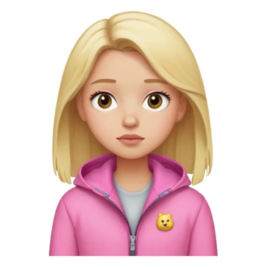 blonde girl with sleepy eyes wearing pink jacket sticker