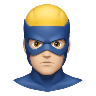 marvel superhero cyclops x-men. blue cowl with iconic yellow visor with red stripe through sticker