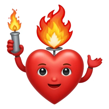 Un corazón humano que en el centro tenga un fuego y una cruz sticker