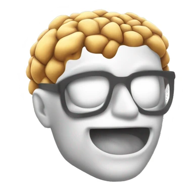 un cerebro con 3 explosiones que salen de la parte superior, simulando que se está derritiendo. la cara color blanca sticker