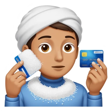 person sniffing a pile of salt with a credit card sticker