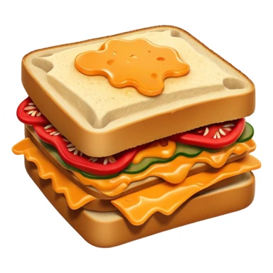 spicy sucuk sandwich object icon, toasted bread, sliced spicy sucuk inside, melted cheese, red chili peppers, steam coming out, 3D cartoon, mobile game icon style, centered, clean background, soft shadow, no text, no watermark
 sticker