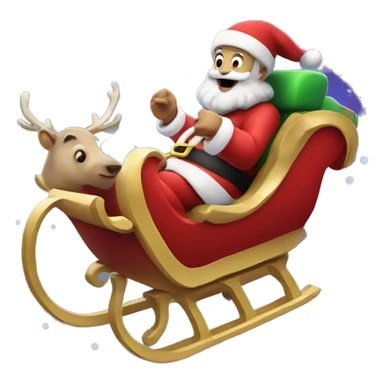 Santa Claus riding sleigh in space sticker