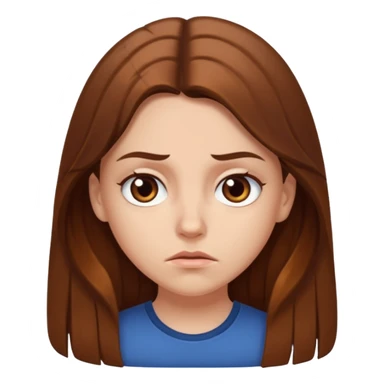 a white girl with brown long hair and brown eyes looking annoyed  sticker