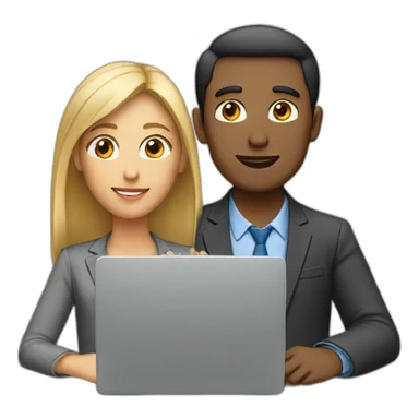 meeting 2 people laptop sticker