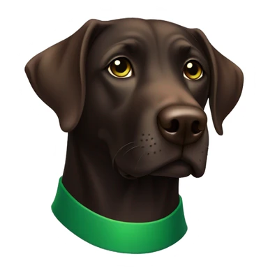 Dark brown Labrador retriever with green collar looking straight sticker