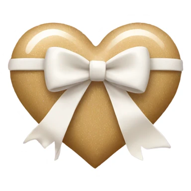 Beige heart with a white bow and glitter sticker