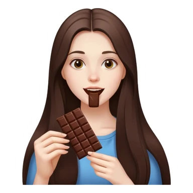beautiful pale brunette girl with long hair eating a bar of chocolate  sticker