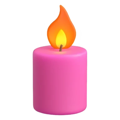 A pink candle with a flame on it, viewed from top to down. sticker