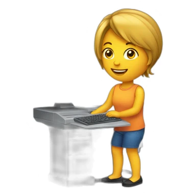 Une fille derrière un ordinateur sticker