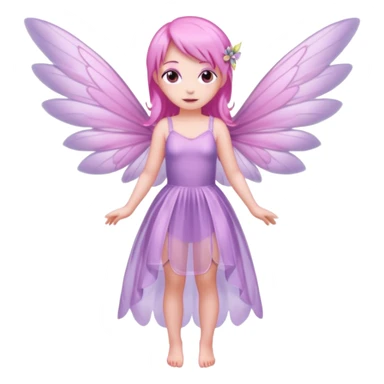 Lilac and pink fairy with wings but you can see her whole body  sticker