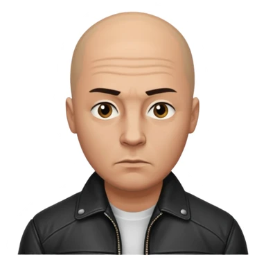 Bald Russian 1990s gangster emoji, leather jacket, , serious face sticker