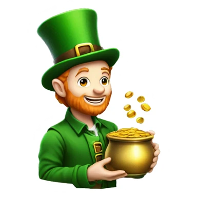 Leprechaun with pot of gold at rainbow end sticker