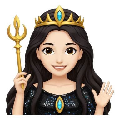 Libera, Goddess of Death from Gods and Goddesses with long dark brown hair, black sequin outfit sticker
