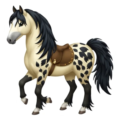 Dark bay gypsy cob with black feathers and mane sticker