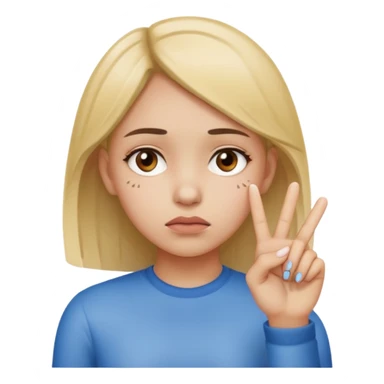 Girl with a sad face with two pointer fingers touching in front of her face  sticker