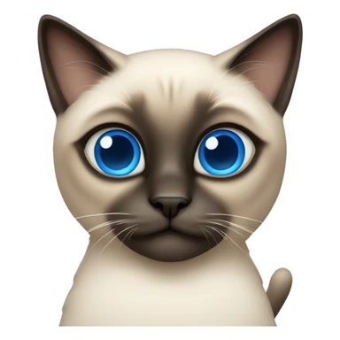 The Siamese cat is moderately fluffy with blue eyes sticker