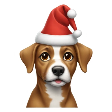 Dog wearing a Christmas hat sticker