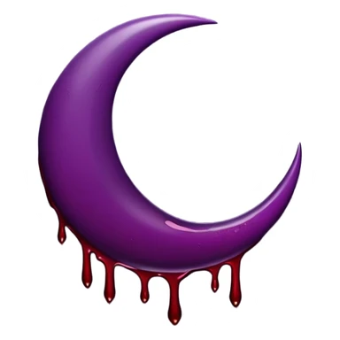 Black crescent moon with blood dripping from it dark purple sticker