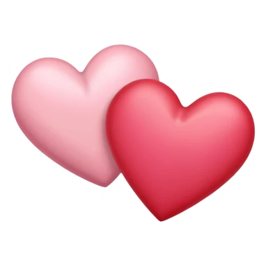 one pink heart  and one red heart emoji with subtle sakura petal texture sticker