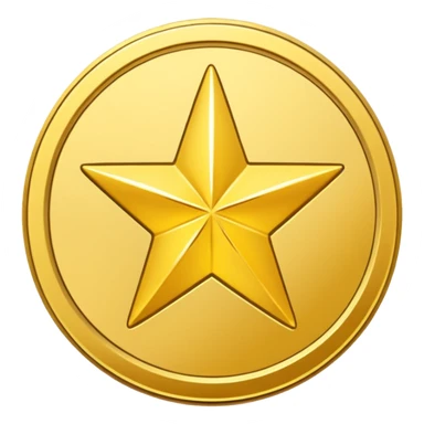 Gold star coin emoji in a circle sticker