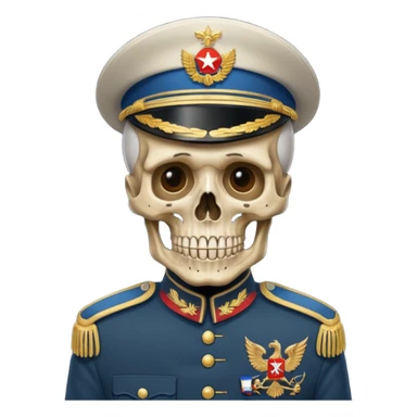 generate a realistic skeleton in a Russian military uniform sticker