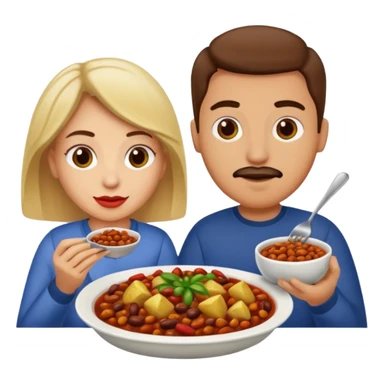 ligth couple having dinner of chili, beans and potatoes sticker