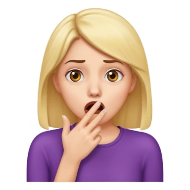 scared woman with her hand on mouth, emoji style, more details, sideways pose, different expression sticker