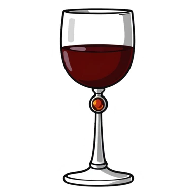 fancy silver goblet adorned with red amber stones containing dark red wine sticker