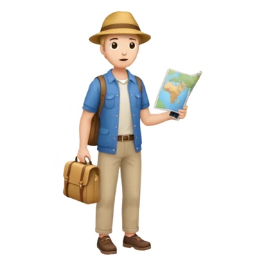 confused tourist full body, normal clothes sticker