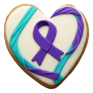 Purple teal Suicide awareness ribbon on heart cookie sticker
