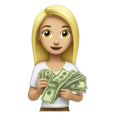 Blonde girl with money sticker