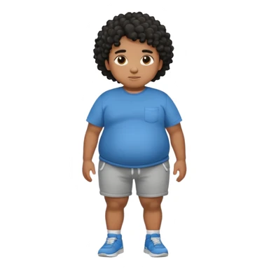 fat person emoji but make him brown skin and curly black hair make it a whole body image and the person is a boy who’s fat even fatter than this add belly rolls sticker