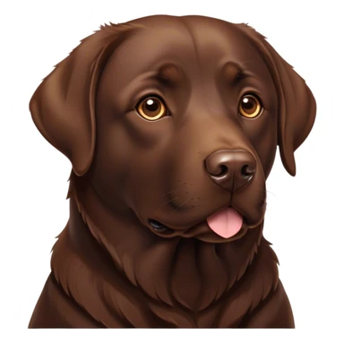 Cinematic Noble Chocolate Labrador Portrait Emoji, Poised and regal, with a robust, muscular build and a rich, glossy chocolate Fur, deep-set soulful brown eyes, Simplified yet sharp and sophisticated features, highly detailed, glowing with a soft, dignified glow, high shine, intelligent and gentle, stylized with an air of confidence, focused and attentive, soft glowing outline, capturing the essence of a watchful and loving companion, so majestic it feels as though it could bound out of the screen with effortless authority! sticker