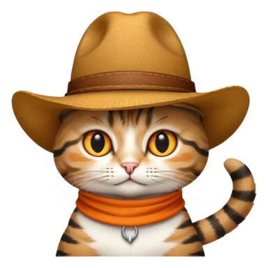 tabby cat with a wide-brimmed cowboy hat sticker