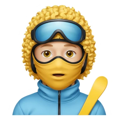 make a yn in a ski mask but but the mask is only covering his mouth and his hair is curly and yellow skin like emoji sticker