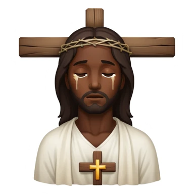 Dark skin christ Jesus injuries eyes closed on cross sticker