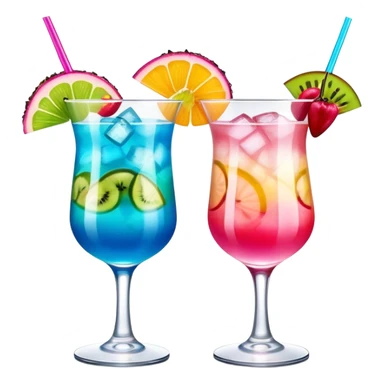 Two fancy tropical cocktails clinking sticker
