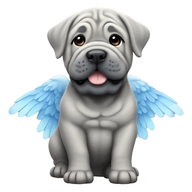 Blue shar Pei with angel wings sticker