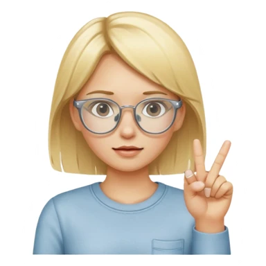 blonde haired girl with clear glasses sticking middle finger  sticker
