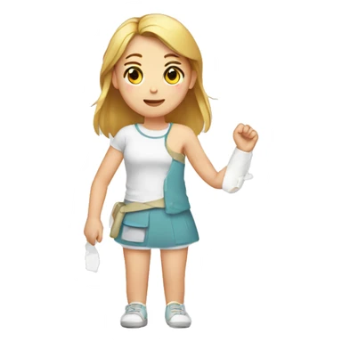 Girl with broken arm plaster sticker