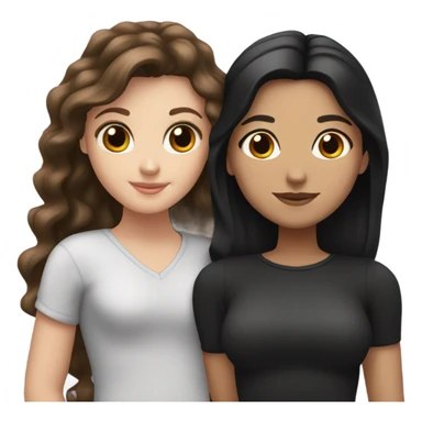 White girl with dark brown hair and Hispanic girl with black hair lesbian couple  sticker