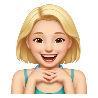 girl with her hands on her neck laughing  sticker