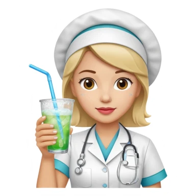 nurse holding icey drink sticker