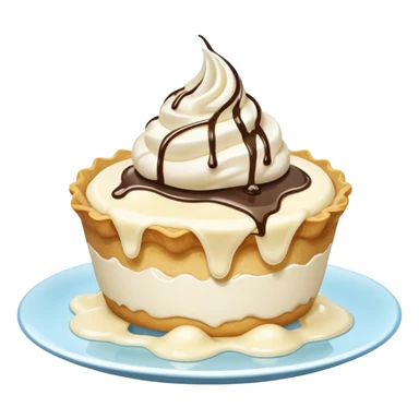 Slice of pale cream pie with melted ice cream dripping off of it sticker