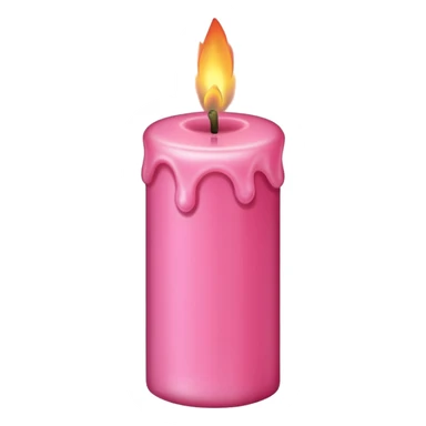 Draw a pink candle with a flame on it at an angle of 15 degrees from the horizontal. sticker