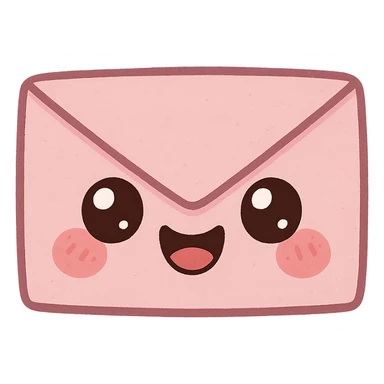 a cute pink envelope, original design, big eyes, blushing cheeks, joyful sticker