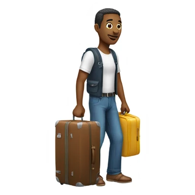 A man going to vacation with suitcase sticker