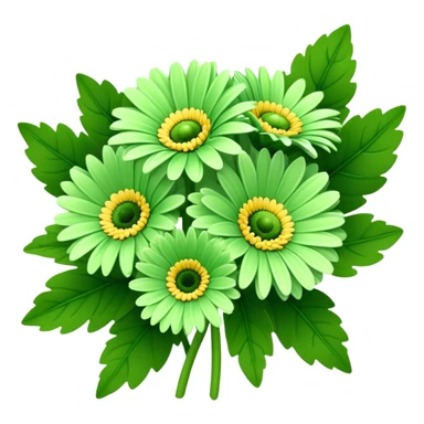 bouquet Soft Green Gerbera Daisy, luxuriant, leaf, bud sticker
